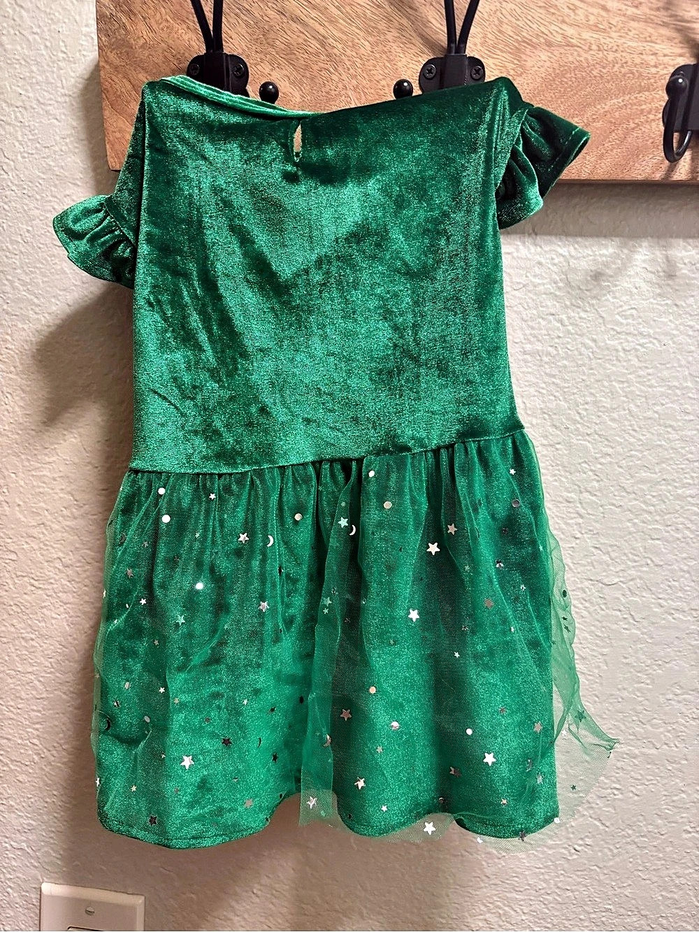 Dog Green Star Print Dress costume Size Medium Like New